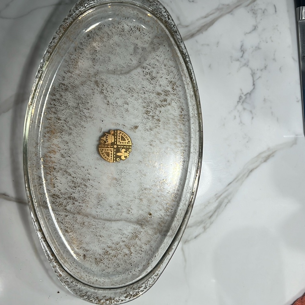 Gold glass speckled serving platter